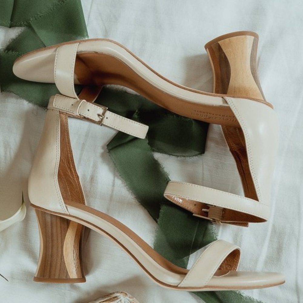 Anthropologie Jeffery Campbell Block Wood Leather Heels Acacia Nude